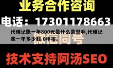 代理记账一年800元是什么意思啊,代理记账一年多少钱 0申报。