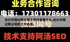 会计代理记账公司工作内容是什么,会计代理记账公司的工作内容。