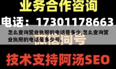 怎么查询营业执照的电话是多少,怎么查询营业执照的电话是多少号。
