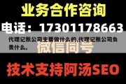 代理记账公司主要做什么的,代理记账公司负责什么。
