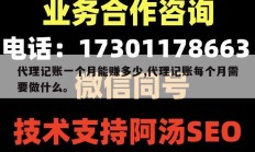 代理记账一个月能赚多少,代理记账每个月需要做什么。