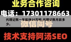 代理记账一年能挣20万吗,代理记账月薪多少。