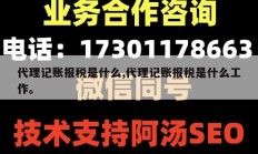 代理记账报税是什么,代理记账报税是什么工作。