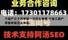 个体户三个月申报一次怎么申报,个体工商户季度申报怎么申报。