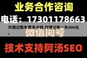 代理记账年费多少钱,代理记账一年800元。
