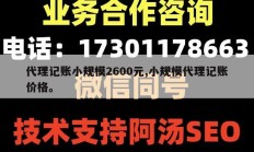 代理记账小规模2600元,小规模代理记账价格。
